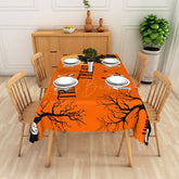 Lofaris Halloween Rectangle Tablecloth with Orange Black and White Jack O’ Lanterns for Spooky Party Decor